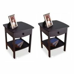 Cheap ⭐ Home Square 2 Piece Wood End Table/Nightstand Set In Black ⭐