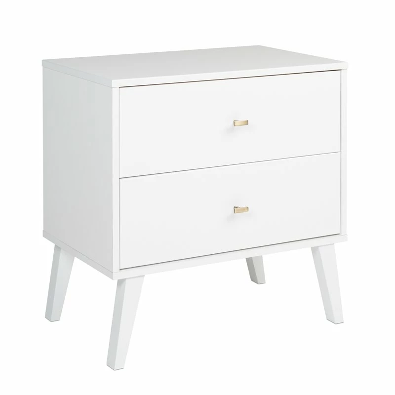 New ๐งจ Home Square Mid Century Modern 2 Drawer Wood Nightstand Set In White (Set Of 2) ๐ - Image 2