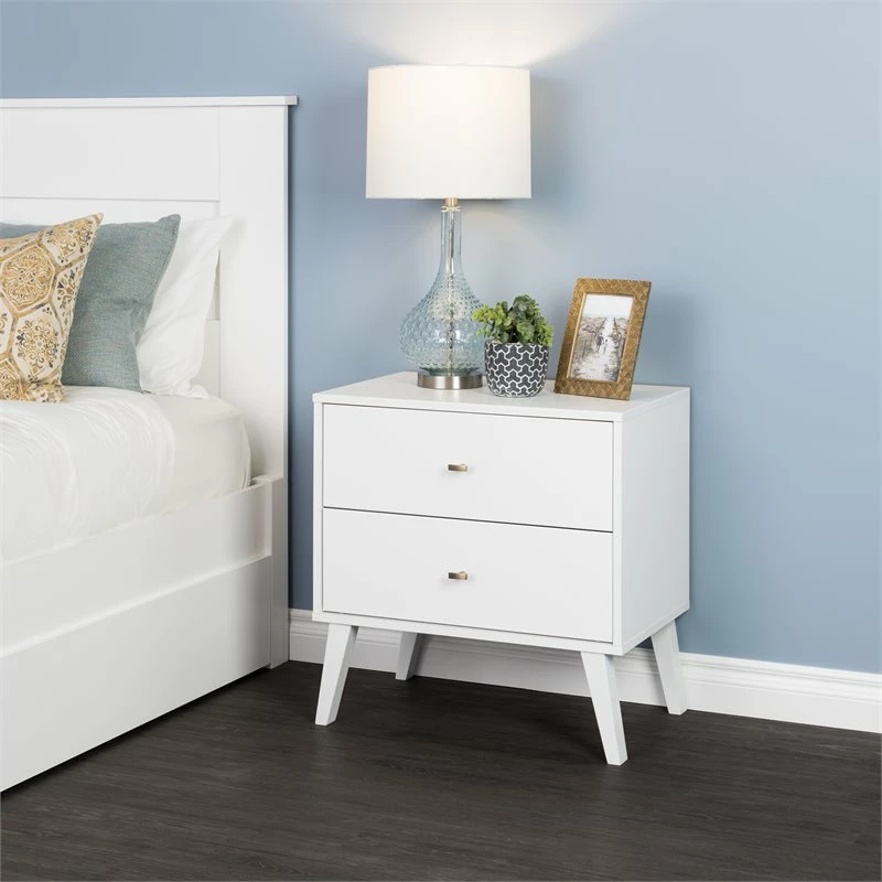 New ๐งจ Home Square Mid Century Modern 2 Drawer Wood Nightstand Set In White (Set Of 2) ๐ - Image 7