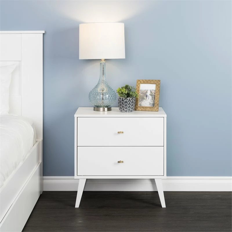 New ๐งจ Home Square Mid Century Modern 2 Drawer Wood Nightstand Set In White (Set Of 2) ๐ - Image 10
