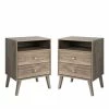Best deal 🎁 Home Square 2 Piece Wood Nightstand Set With 2 Drawer In Drifted Gray 🌟