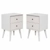 Outlet 🥰 Home Square 2 Piece Wood Nightstand Set With 2 Drawer In White ⭐