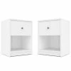 Flash Sale 🔥 Home Square 2 Piece Bedroom Set With 2 One Drawer Nightstands In White ✔️