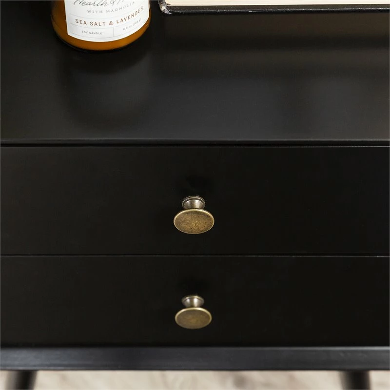 New โค๏ธ Walker Edison Mid Century Modern 2-Drawer Bedroom Nightstand In Black ๐ - Image 5