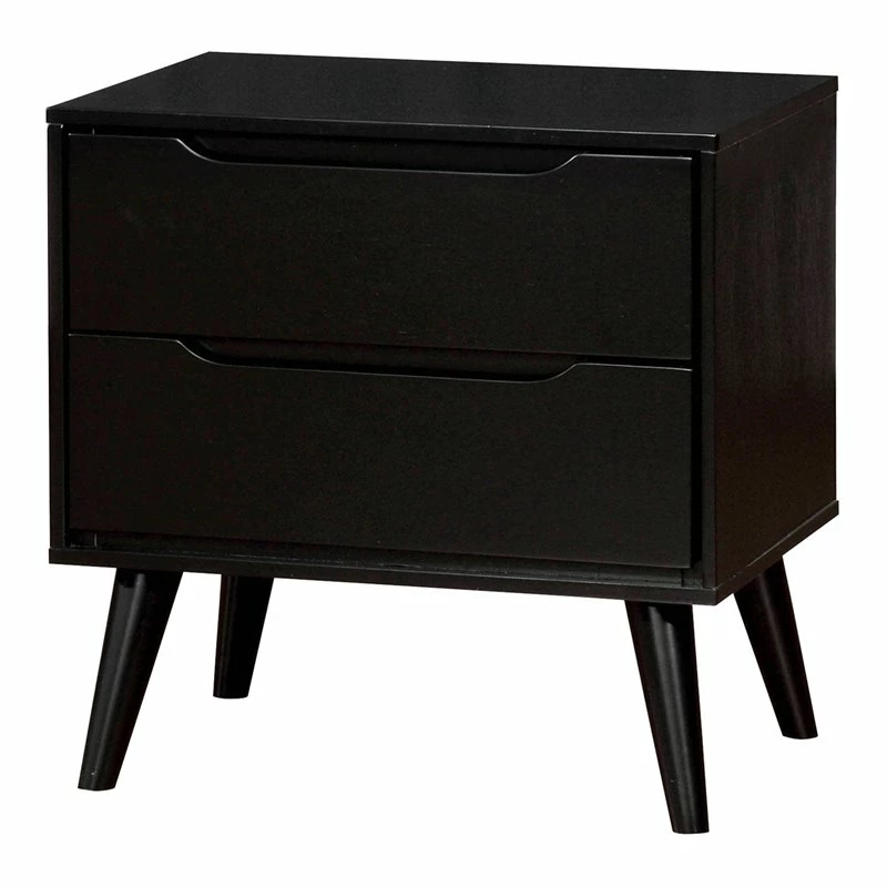 Best deal 🛒 Maklaine 23.63" Mid-Century Modern Wood Nightstand In Black 🔥