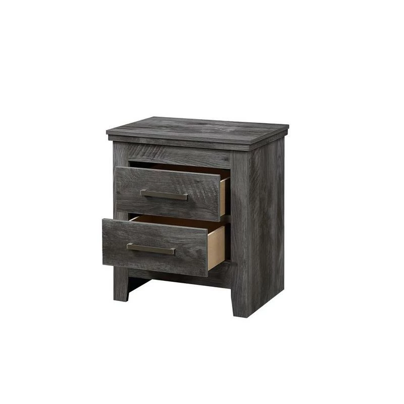 Cheapest ๐ Maklaine 15.5" 2-drawer Transitional Solid Wood Nightstand In Rustic Gray ๐ - Image 4