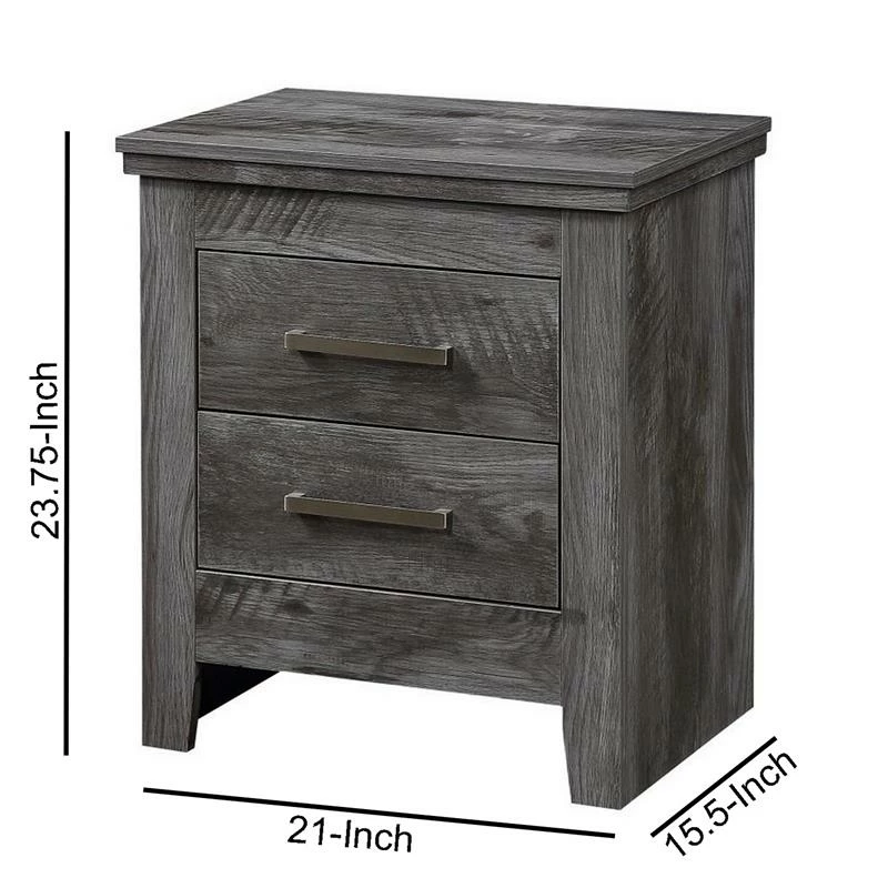 Cheapest ๐ Maklaine 15.5" 2-drawer Transitional Solid Wood Nightstand In Rustic Gray ๐ - Image 5