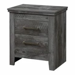 Cheapest 🌟 Maklaine 15.5" 2-drawer Transitional Solid Wood Nightstand In Rustic Gray 🔔