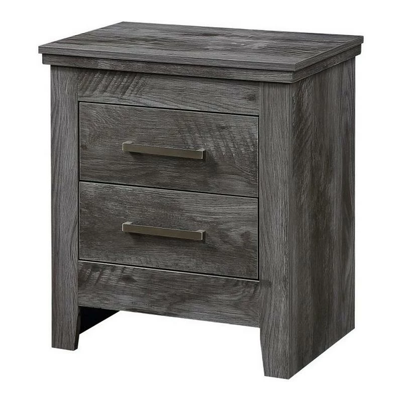 Cheapest ๐ Maklaine 15.5" 2-drawer Transitional Solid Wood Nightstand In Rustic Gray ๐