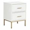 Cheapest 🥰 Maklaine 20" 2-drawer Transitional Wood Nightstand With Metal Base In White 😀