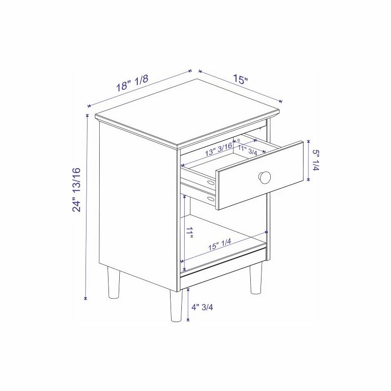 New 🔔 Walker Edison Mid-Century Solid Wood 1-Drawer Bedroom Nightstand In White (Set Of 2) ⭐ - Image 3