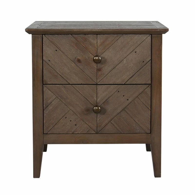 Promo ๐ Kosas Home Bowen 2-drawer Transitional Reclaimed Pine Nightstand In Lark Brown โ๏ธ - Image 3