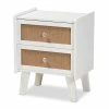 Coupon 🔔 Baxton Studio Balta Brown Rattan And White Finished Wood 2-Drawer End Table 🔔
