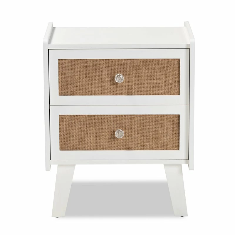 Coupon 🔔 Baxton Studio Balta Brown Rattan And White Finished Wood 2-Drawer End Table 🔔 - Image 4
