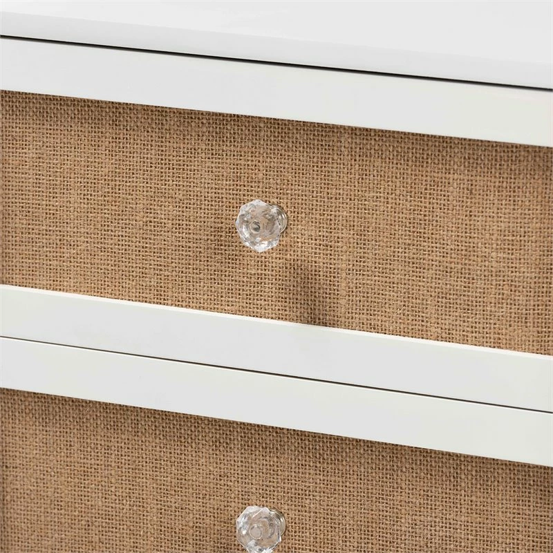 Coupon 🔔 Baxton Studio Balta Brown Rattan And White Finished Wood 2-Drawer End Table 🔔 - Image 6