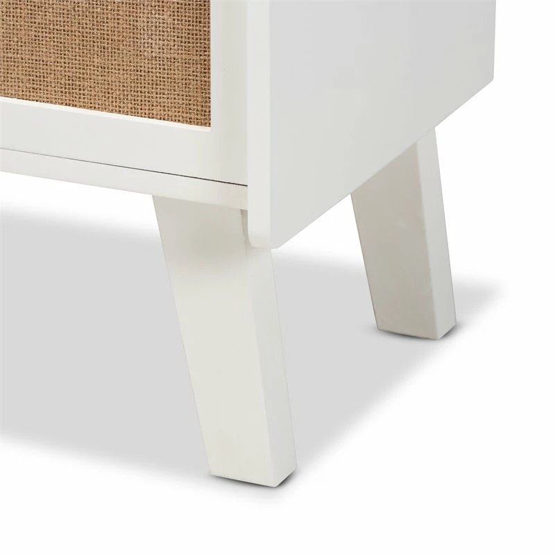 Coupon 🔔 Baxton Studio Balta Brown Rattan And White Finished Wood 2-Drawer End Table 🔔 - Image 7