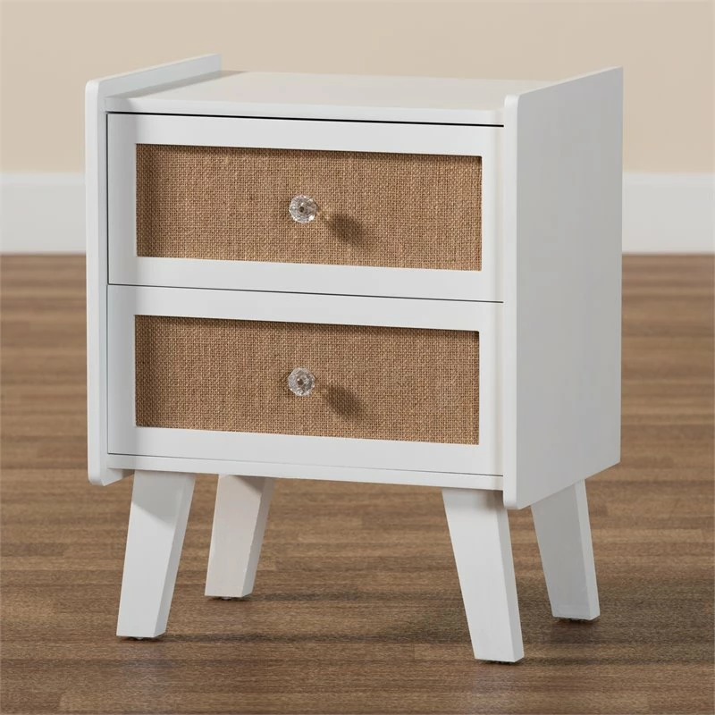 Coupon 🔔 Baxton Studio Balta Brown Rattan And White Finished Wood 2-Drawer End Table 🔔 - Image 10