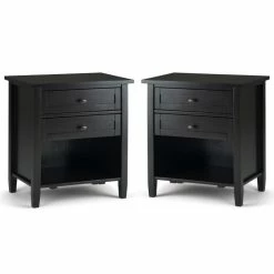 Best Sale 💯 Home Square 2-Piece Wood 24" Bedside Nightstand Table Set In Hickory Brown 🤩