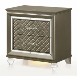 New ๐คฉ Avalon Furniture Saville Row Rubber Wood Nightstand In Antique Platinum Silver ๐