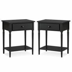 Best Sale โ๏ธ Home Square 2-Piece Furniture Nightstand With AC/USB Charger Set In Black ๐