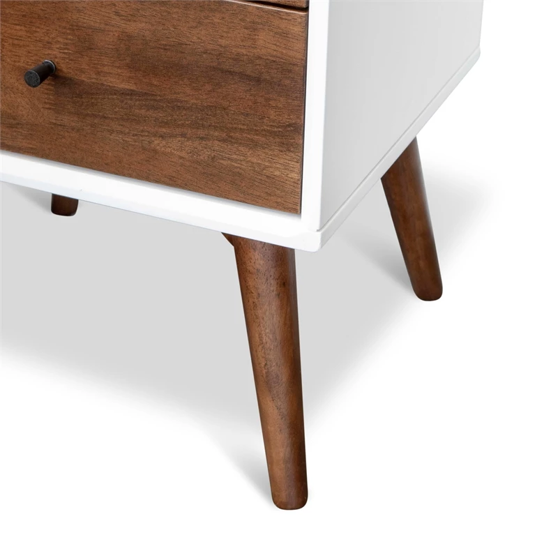Coupon ❤️ Pemberly Row Mid-Century Modern Two Drawer Nightstand In White 🛒 - Image 2