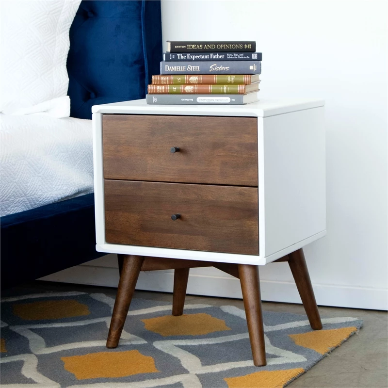 Coupon ❤️ Pemberly Row Mid-Century Modern Two Drawer Nightstand In White 🛒 - Image 6