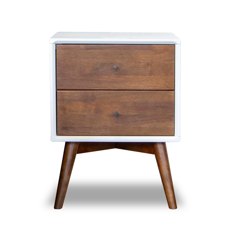 Coupon ❤️ Pemberly Row Mid-Century Modern Two Drawer Nightstand In White 🛒