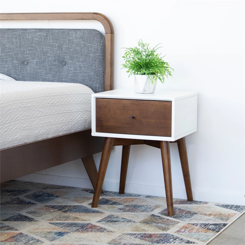Hot Sale ๐ Pemberly Row Mid-Century Solid Wood 1-Drawer Night Stand In White โ - Image 3