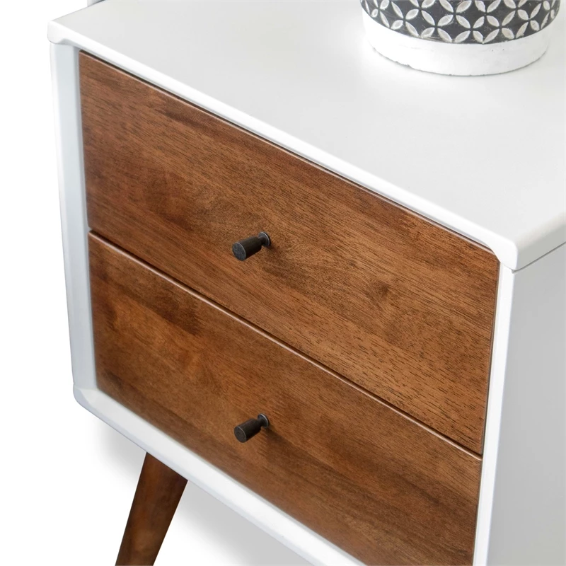 Deals ๐ Pemberly Row Mid-Century Solid Wood 2-drawer Nightstand In White โ - Image 3