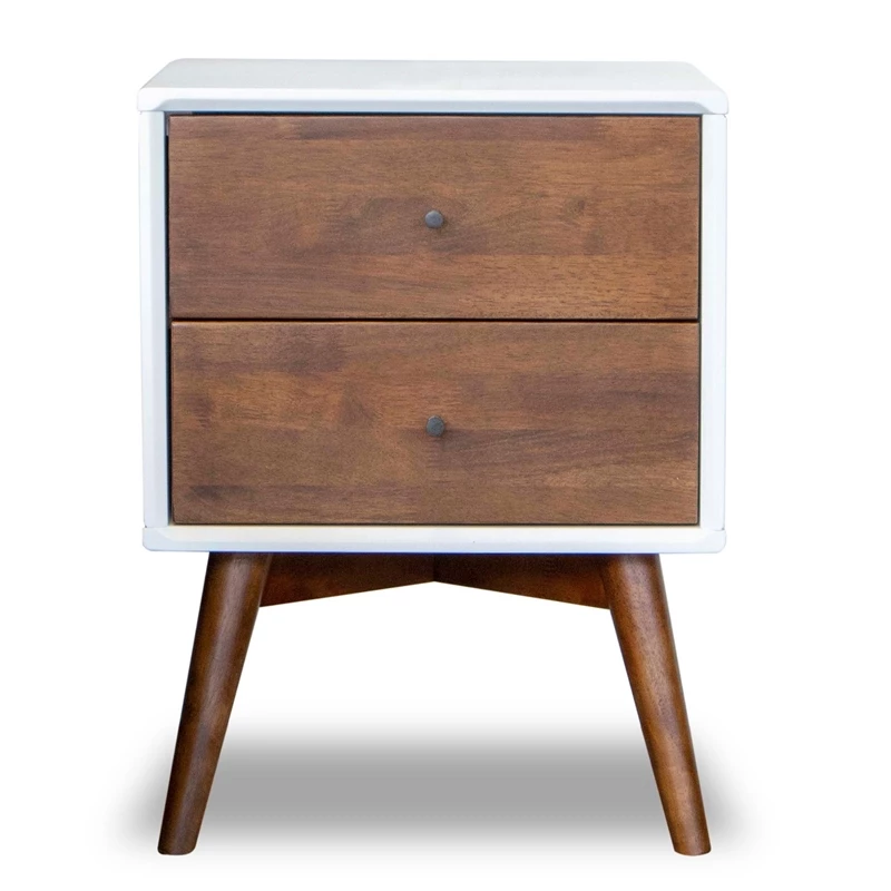 Deals ๐ Pemberly Row Mid-Century Solid Wood 2-drawer Nightstand In White โ