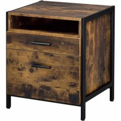 Best Pirce 😍 Bowery Hill Rustic Nightstand In Rustic Oak & Black Finish 🎉