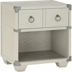 New 💯 Bowery Hill Transitional 1 Drawer Nightstand With USB Dock In Gray 👏