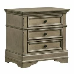 Best Sale ⌛ Furniture Of America Bunde Transitional Wood 3-Drawer Nightstand In Warm Gray 👍