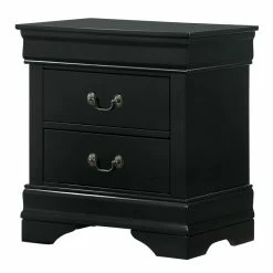Best Sale 🤩 Furniture Of America Jussy Transitional Solid Wood 2-Drawer Nightstand In Black ⭐
