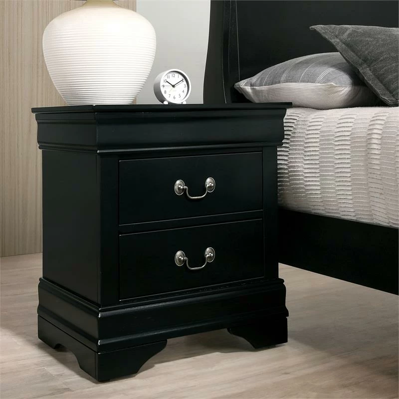 Coupon ๐ Furniture Of America Jussy Transitional Black Solid Wood Nightstand Set Of 2 ๐งจ - Image 4