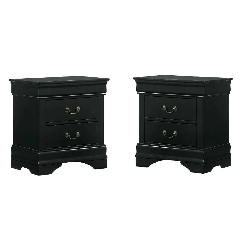 Coupon ๐ Furniture Of America Jussy Transitional Black Solid Wood Nightstand Set Of 2 ๐งจ