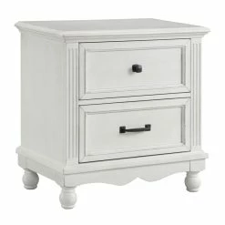 Best Sale ⭐ Furniture Of America Gramm Solid Wood Nightstand With USB Port In Antique White 👍