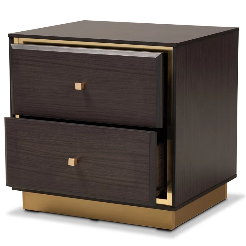 Outlet ๐ Baxton Studio Cormac Transitional Wood And Gold Metal 2-Drawer Nightstand ๐ฅฐ - Image 2