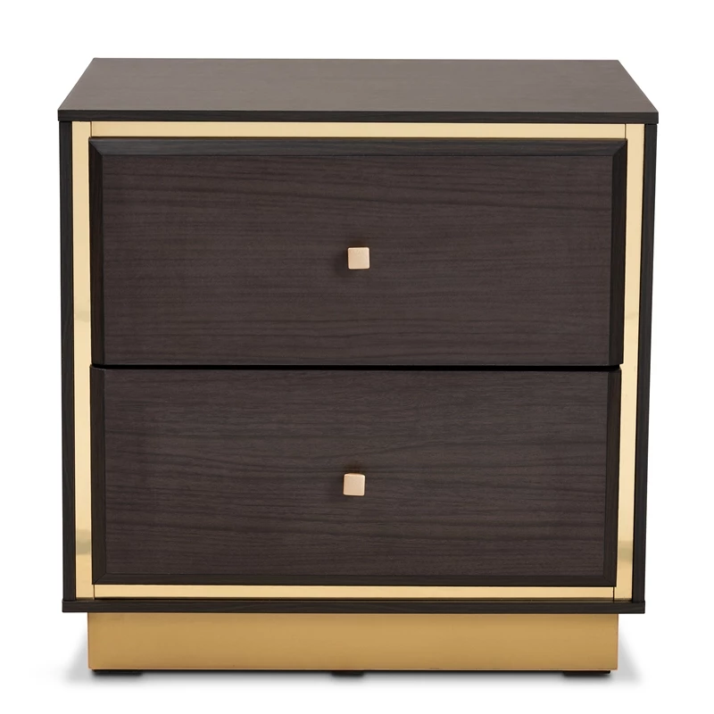 Outlet ๐ Baxton Studio Cormac Transitional Wood And Gold Metal 2-Drawer Nightstand ๐ฅฐ - Image 3