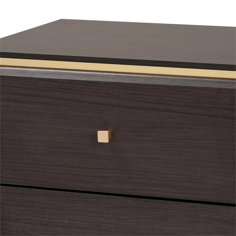 Outlet ๐ Baxton Studio Cormac Transitional Wood And Gold Metal 2-Drawer Nightstand ๐ฅฐ - Image 5