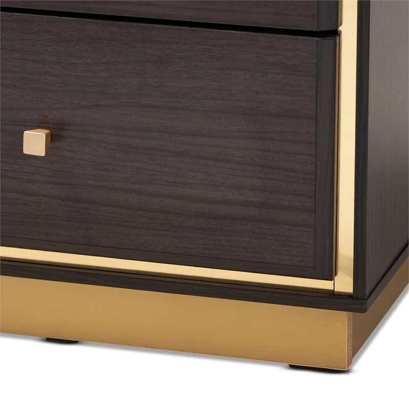Outlet ๐ Baxton Studio Cormac Transitional Wood And Gold Metal 2-Drawer Nightstand ๐ฅฐ - Image 6