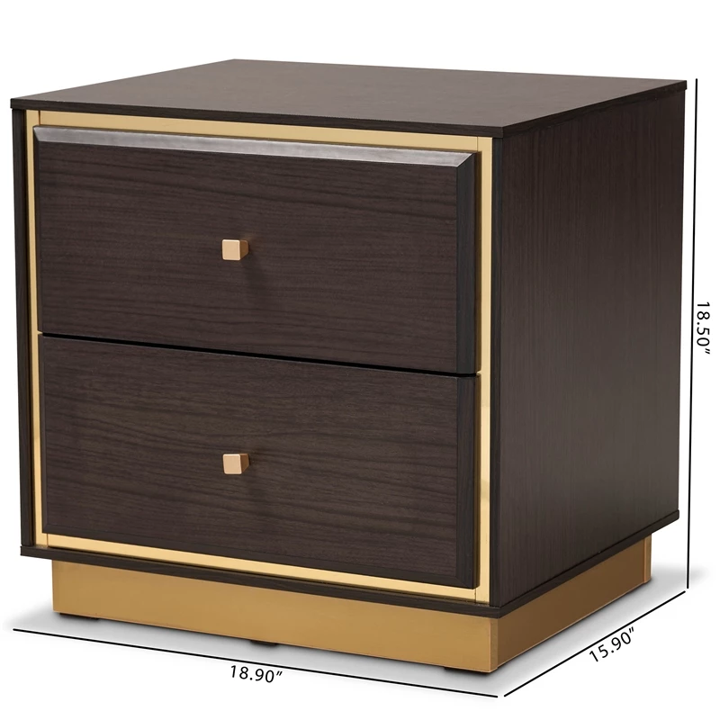 Outlet ๐ Baxton Studio Cormac Transitional Wood And Gold Metal 2-Drawer Nightstand ๐ฅฐ - Image 10