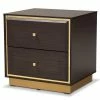 Outlet 🌟 Baxton Studio Cormac Transitional Wood And Gold Metal 2-Drawer Nightstand 🥰