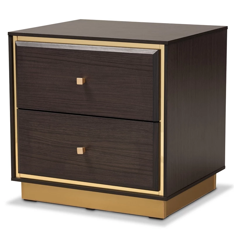 Outlet ๐ Baxton Studio Cormac Transitional Wood And Gold Metal 2-Drawer Nightstand ๐ฅฐ