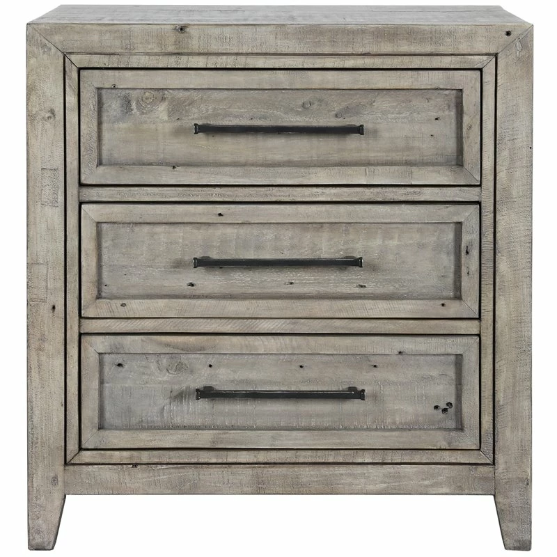 Best Sale 👍 Trent Home 3-drawer Transitional Reclaimed Pine Nightstand In Khaki Gray 🛒 - Image 3