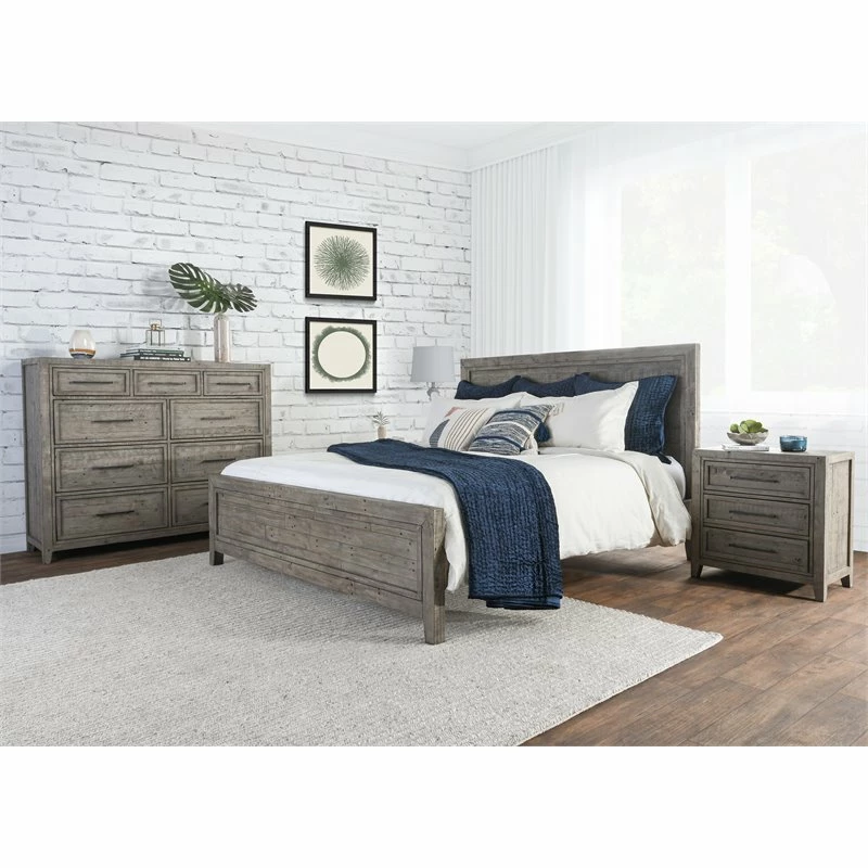 Best Sale 👍 Trent Home 3-drawer Transitional Reclaimed Pine Nightstand In Khaki Gray 🛒 - Image 7
