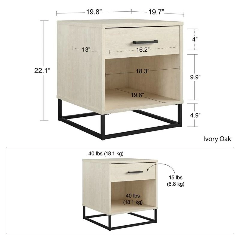 Deals ๐ Ameriwood Home Novogratz Transitional Kelly Nightstand In Ivory Oak ๐ - Image 11