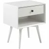 Buy 🎁 Pemberly Row Mid Century Modern 1-Drawer Bedroom Nightstand In White ⌛