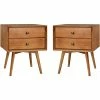 Budget 🧨 Pemberly Row Modern 2-Piece Solid Wood Bedroom Nightstand Set In Caramel 👏