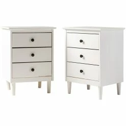 Buy 👏 Pemberly Row Mid-Century Solid Wood Bedroom Nightstand In White (Set Of 2) 😉